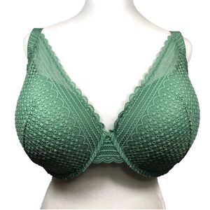 Auden 40DDD Women' Green Lace Plunge T-Shirt Bra Lightly Lined Demi New 40F